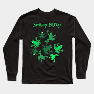 Frogs Swamp Party Green Long Sleeve T-Shirt